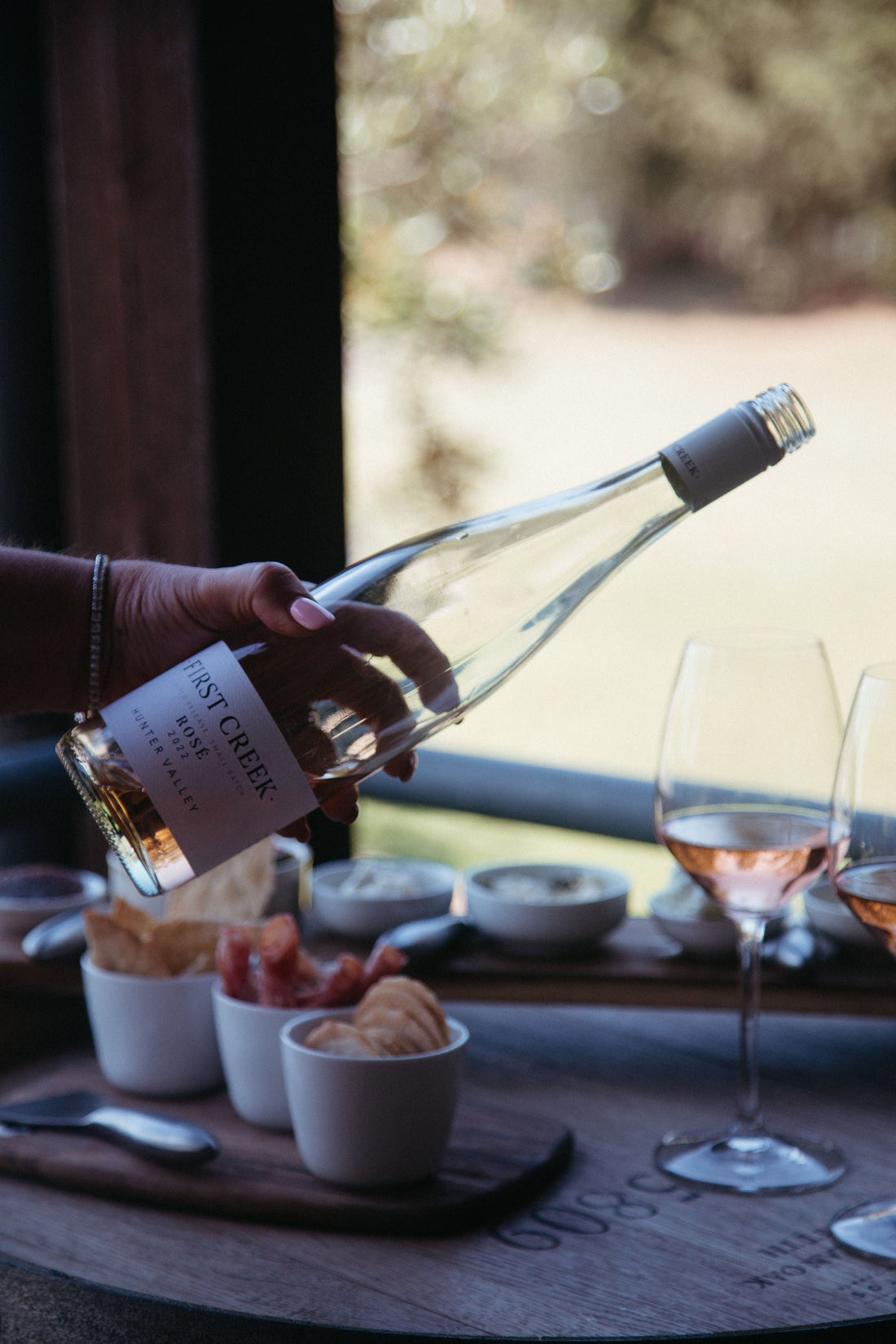 Wine and cheese tasting at First Creek Wines cellar door in Pokolbin, Hunter Valley